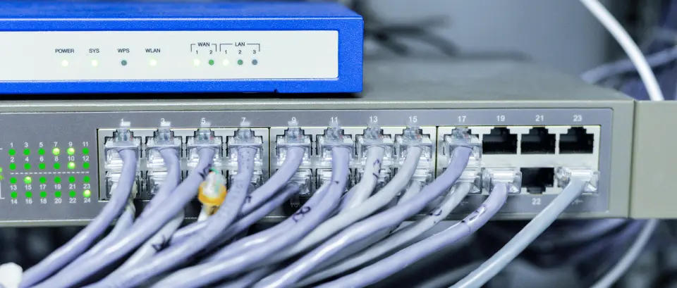 network switch with cables being prepared for effective ITAD